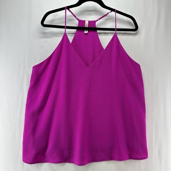 Tyche Tops - Tyche Tank Top Womens Sz L V-Neck Adjustable Strap Racerback Flowy Cami Fuchsia